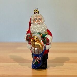 Vintage BK The Brass Key Blown Glass Santa Claus Christmas Ornament